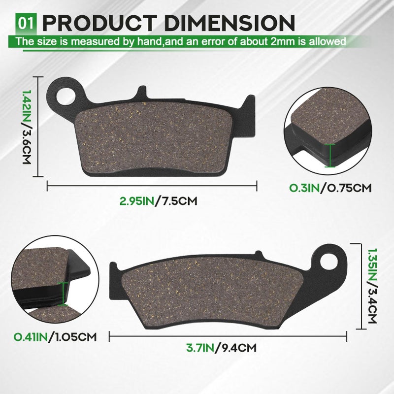 Cyleto Brake Pads for Suzuki DRZ400 2000-2009 DRZ400SM 2005-2009/Honda XR650L CR125 CR250 XR250 XR650 XR400/Kawasaki KX125 KX250/Yamaha YZ125 YZ250 WR250 Front and Rear - Image 3